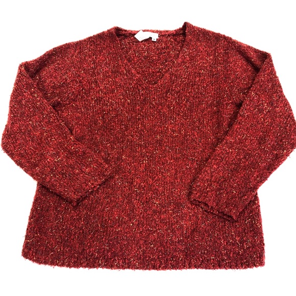 Coldwater Creek Sweaters - 3/$25 Coldwater Creek Red Fuzzy V-Neck Sweater M